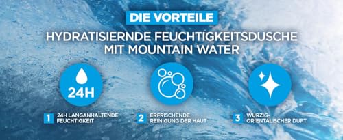 L'Oréal Men Expert Duschgel und Shampoo für Männer, Duschbad zur Reinigung von Körper, Haar und Gesicht, Herren Körperpflege für hydratisierte Haut mit Mountain Water, Hydra Power, 1 x 250 ml