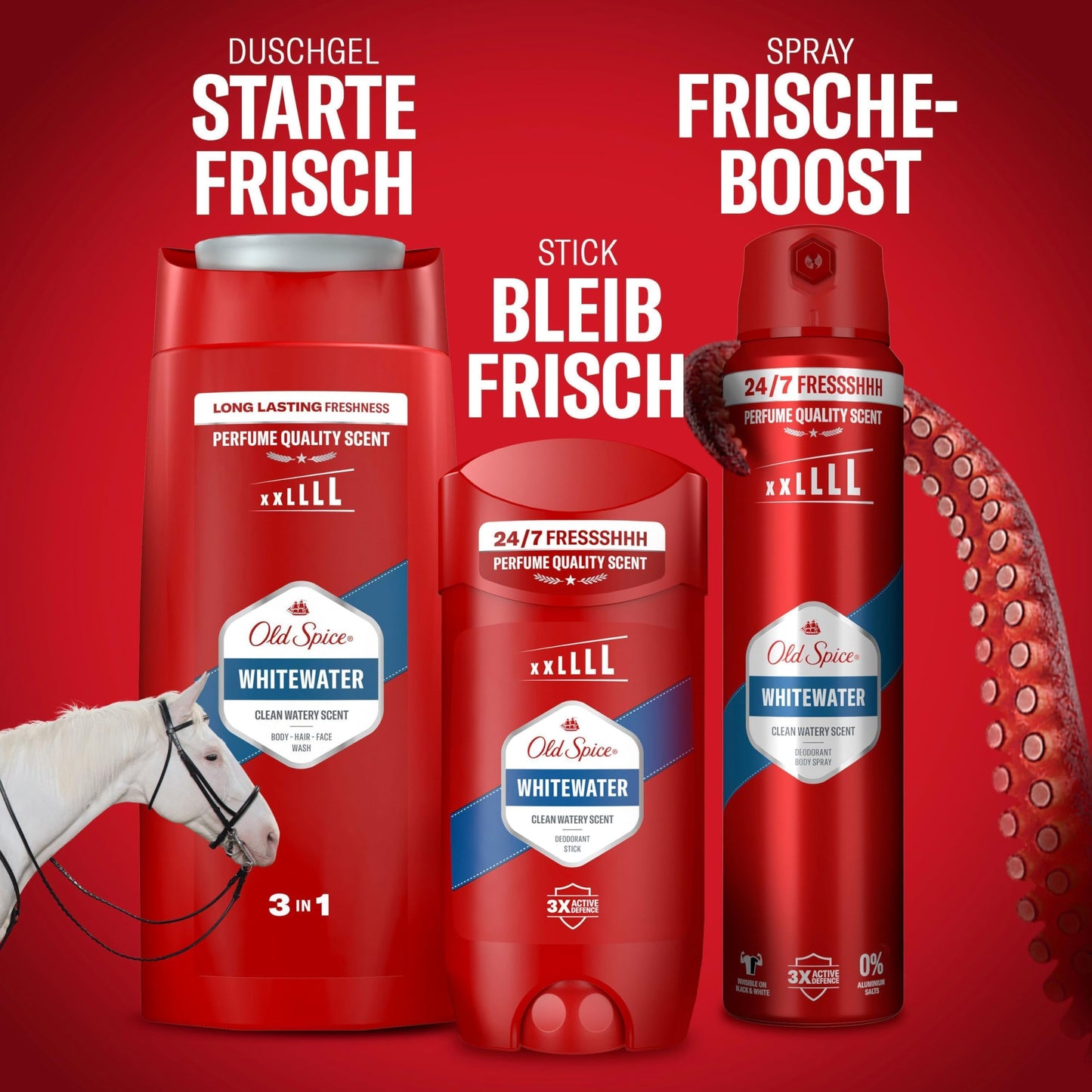 Old Spice Whitewater 3-in-1 Duschgel für Haar, Gesicht und Körper 1000 ml, langanhaltende Frische, Duft von Parfumqualität, Tiefenreinigung