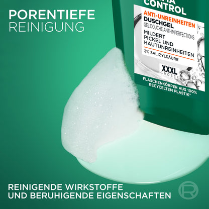L'Oréal Men Expert XXXL Duschgel und Shampoo für Männer, Duschbad zur Reinigung von Körper, Haar und Gesicht, Herren Körperpflege für zu Unreinheiten neigende Haut, Derma Control, 1 x 1000 ml