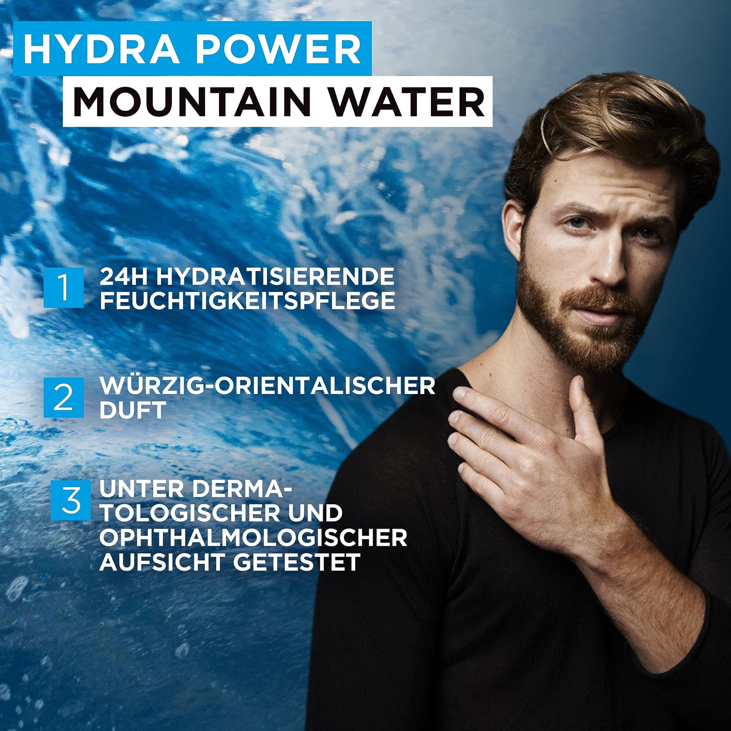 L'Oréal Men Expert Duschgel und Shampoo für Männer, Duschbad zur Reinigung von Körper, Haar und Gesicht, Herren Körperpflege für hydratisierte Haut mit Mountain Water, Hydra Power, 1 x 250 ml